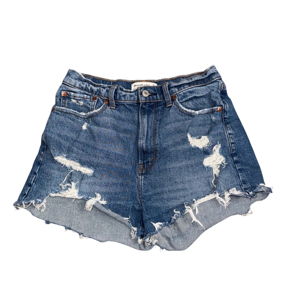 Abercrombie & Fitch Mom Shorts Womens 29/8 Blue Excellent Curve Love Distressed